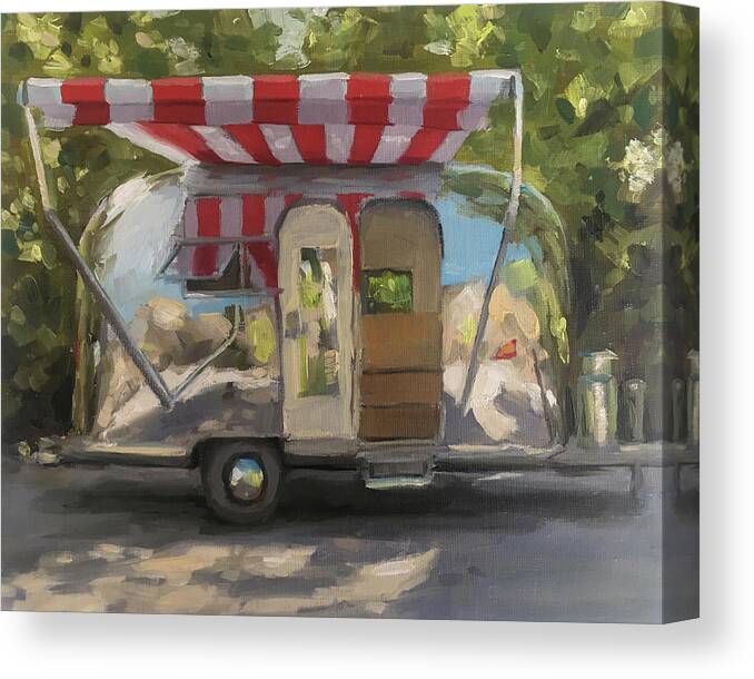 Airstream Canvas Print featuring the painting Bambi in Dappled Light by Elizabeth Jose
