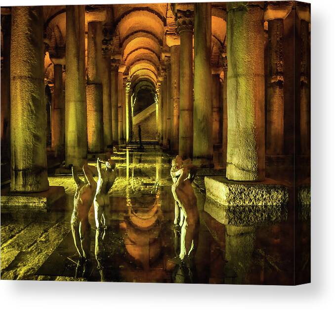 Basilica Cistern Canvas Print featuring the photograph Basilica Cistern in Istanbul by Rebecca Herranen