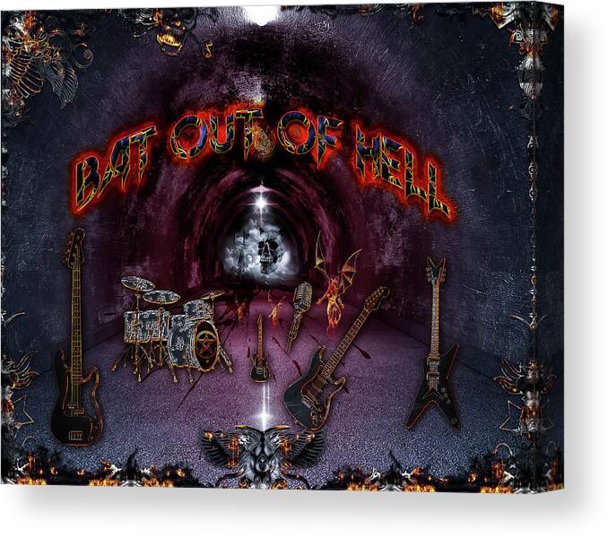 Bat Out Of Hell Canvas Print featuring the digital art Bat Out Of Hell by Michael Damiani
