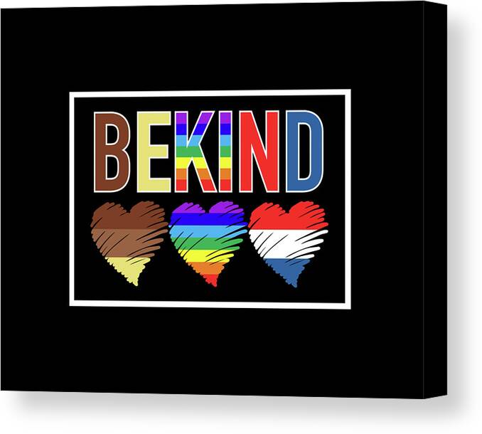 Be Kind Canvas Print featuring the digital art Be Kind Heart Art - Tri Color by Artistic Mystic