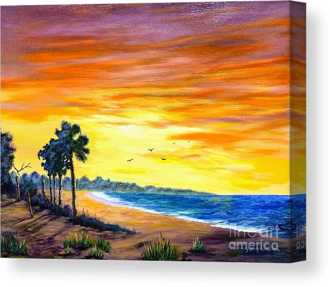 Beach Canvas Print featuring the painting Beach Sunrise by Jerry Walker