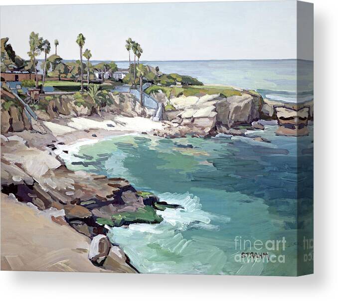 La Jolla Canvas Print featuring the painting Beautiful La Jolla Cove Beach - La Jolla, San Diego, California by Paul Strahm