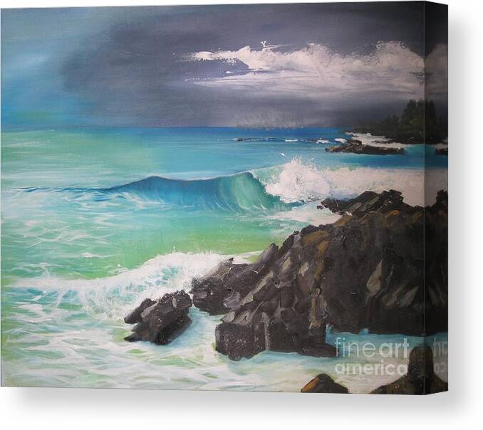 Rocks Canvas Print featuring the painting Before the Storm by Almeta Lennon
