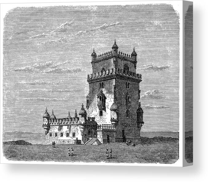 Built Structure Canvas Print featuring the drawing Belem Tower by Nastasic