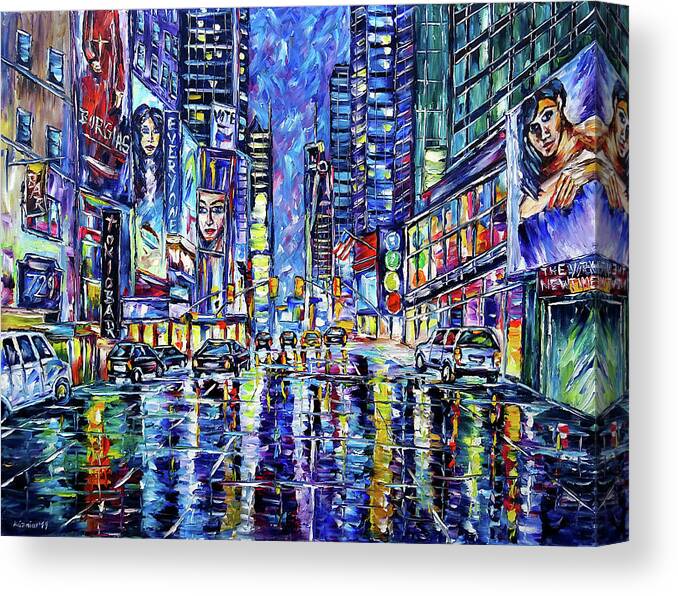 Colorful New York Painting Canvas Print featuring the painting Big Apple by Mirek Kuzniar