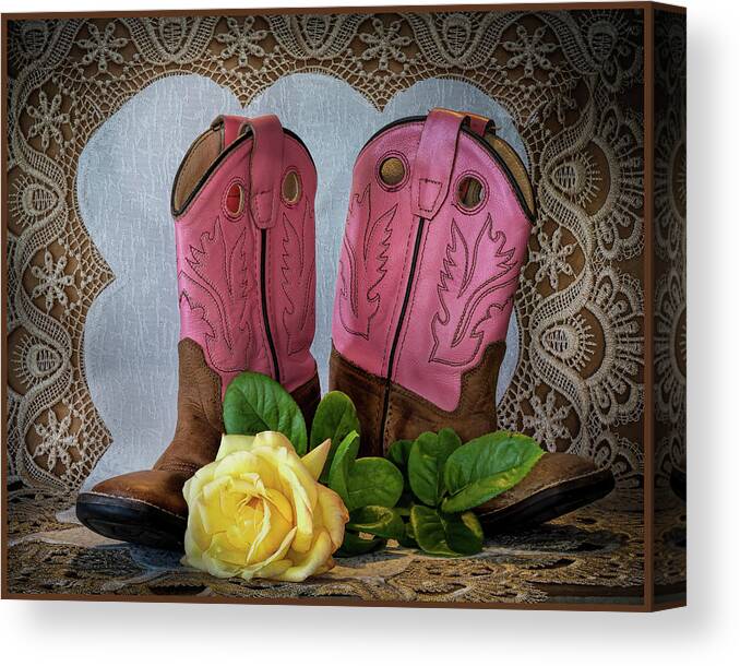 Cowgirl Canvas Print featuring the photograph Big Girl Boots by Harriet Feagin