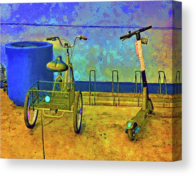 Landscape Canvas Print featuring the photograph Bike and Scooter by Andrew Lawrence