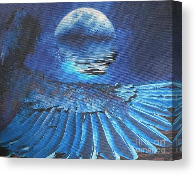  Canvas Print featuring the photograph BirdMoonWoman by Mary Kobet