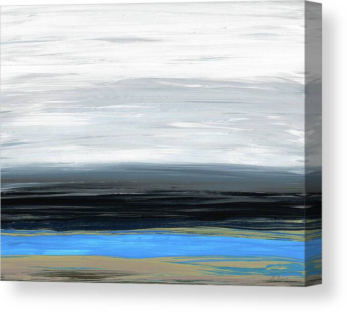Blue Canvas Print featuring the painting Black White And Blue Art - Stormy by Sharon Cummings