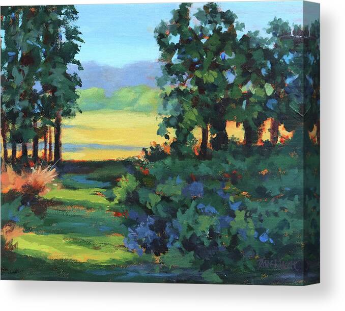 Landscape Canvas Print featuring the painting Blueberry Patch by Karen Ilari