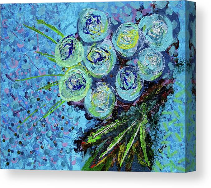 Floral Canvas Print featuring the painting Blues Bouquet by Corinne Carroll