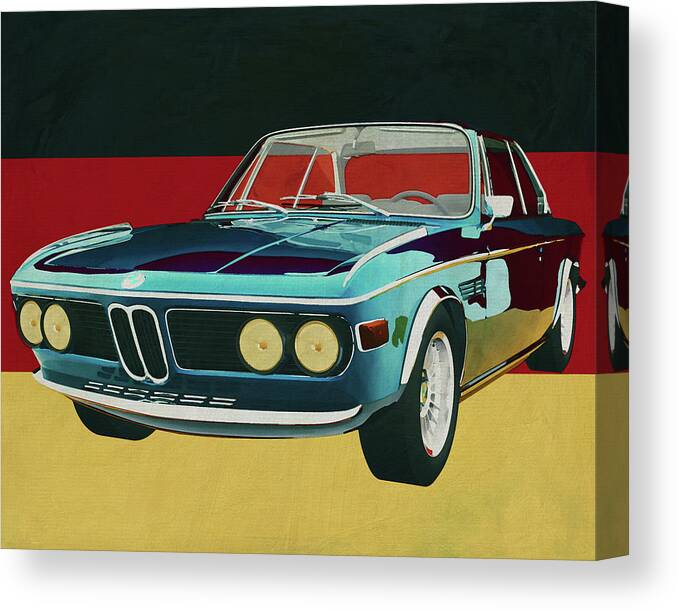 Bmw Canvas Print featuring the painting BMW 3.0 CSI 1971 a typical German car by Jan Keteleer