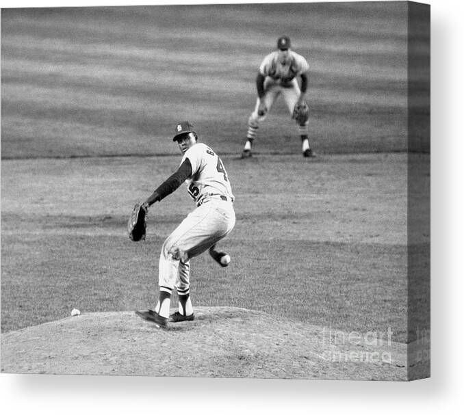 1950-1959 Canvas Print featuring the photograph Bob Gibson by National Baseball Hall Of Fame Library