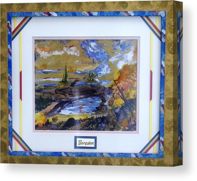 Landscape Canvas Print featuring the painting Boredom Framed by Ray Khalife