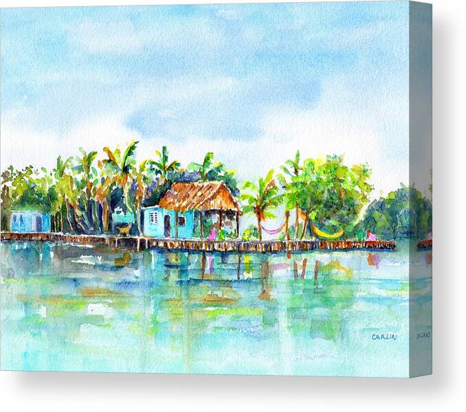 Belize Canvas Print featuring the painting Bread and Butter Caye Belize by Carlin Blahnik CarlinArtWatercolor