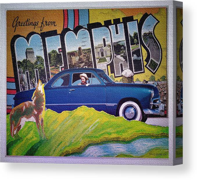 Dixie Road Trips Canvas Print featuring the digital art Dixie Road Trips / Memphis by David Squibb