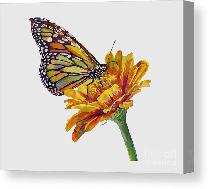 Butterfly Canvas Print featuring the painting Butterfly Kiss on White by Hailey E Herrera