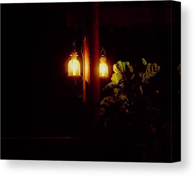 Lamps Canvas Print featuring the photograph By Lamp Light by Alida M Haslett