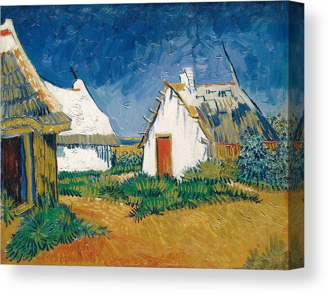Vincent Van Gogh Canvas Print featuring the painting Cabanes blanches aux Saintes-Maries by Vincent van Gogh