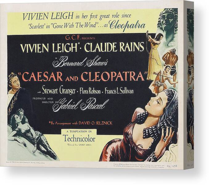 Stewart Canvas Print featuring the mixed media ''Caesar and Cleopatra'' - 1945 #1 by Movie World Posters