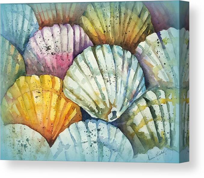 Shell Canvas Print featuring the painting Calypso Scallops by Gwen Kodad