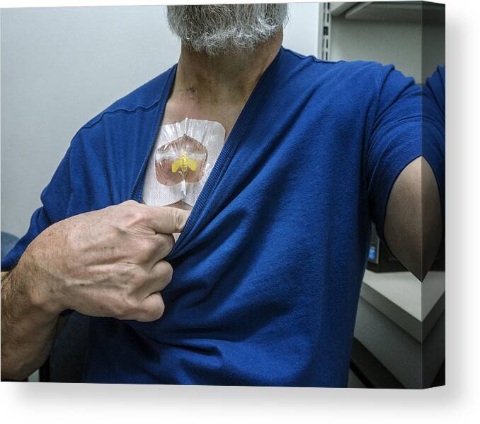 Prevention Canvas Print featuring the photograph Cancer Chemotherapy Drug Patient Waiting for Intravenous Infusion by Willowpix