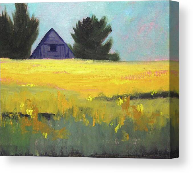 Canola Field Canvas Print featuring the painting Canola Field by Nancy Merkle