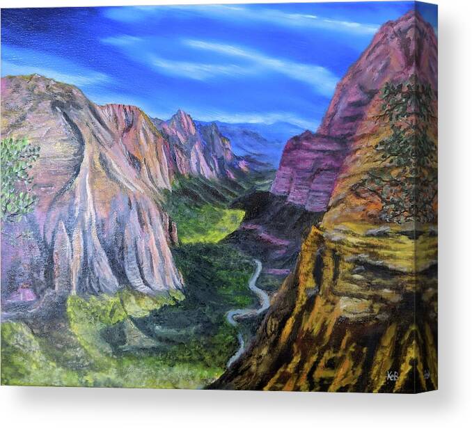 Zion National Park Canvas Print featuring the painting Canyon Shadow by Kevin Daly