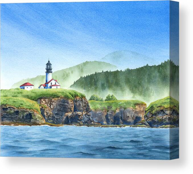 Lighthouse Canvas Print featuring the painting Cape Flattery Lighthouse by Julie Senf
