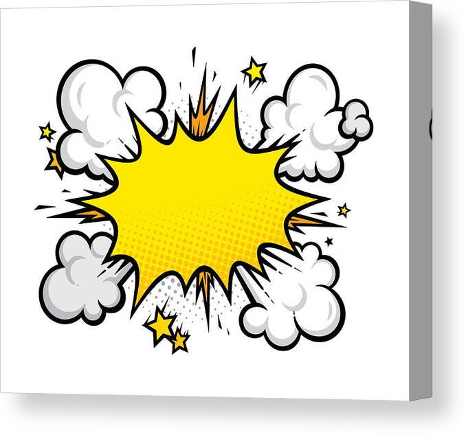 Empty Canvas Print featuring the drawing Cartoon effects explosion design element by GoodGnom