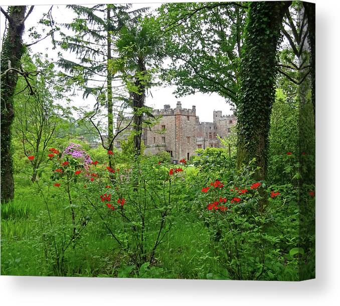 Castle Canvas Print featuring the digital art Castle in Lake District, UK by Nancy Olivia Hoffmann