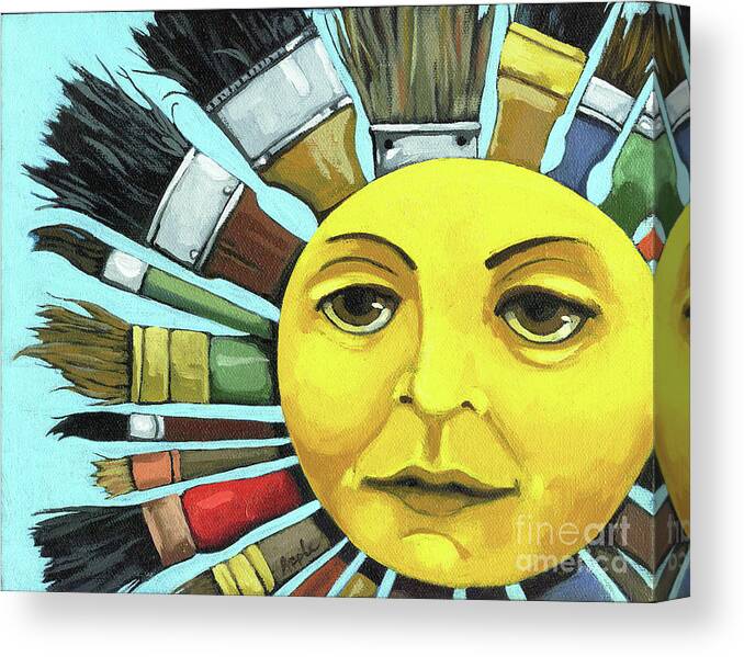 Cbs Sunday Morning Canvas Print featuring the painting CBS Sunday Morning Sun Art by Linda Apple