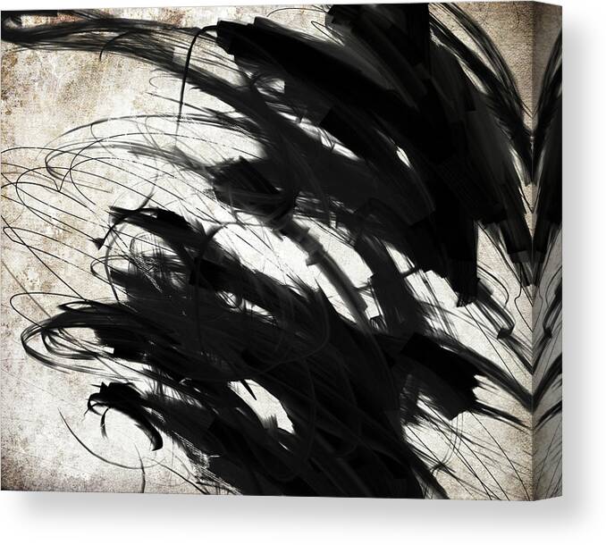 Abstract Canvas Print featuring the mixed media Chaos Invades the Serenity of Tan by Shawn Conn