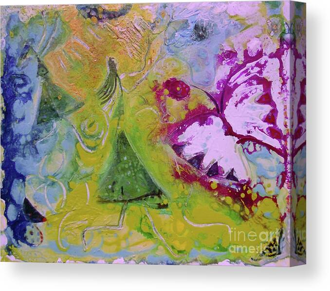  Canvas Print featuring the painting Chasing Butterflies by Cherie Salerno