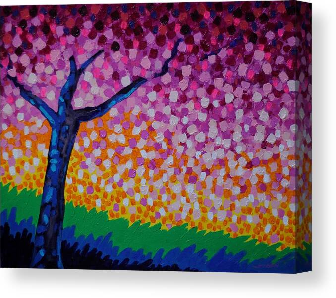 Purple Canvas Print featuring the painting Cherry Blossom Tree by John Nolan