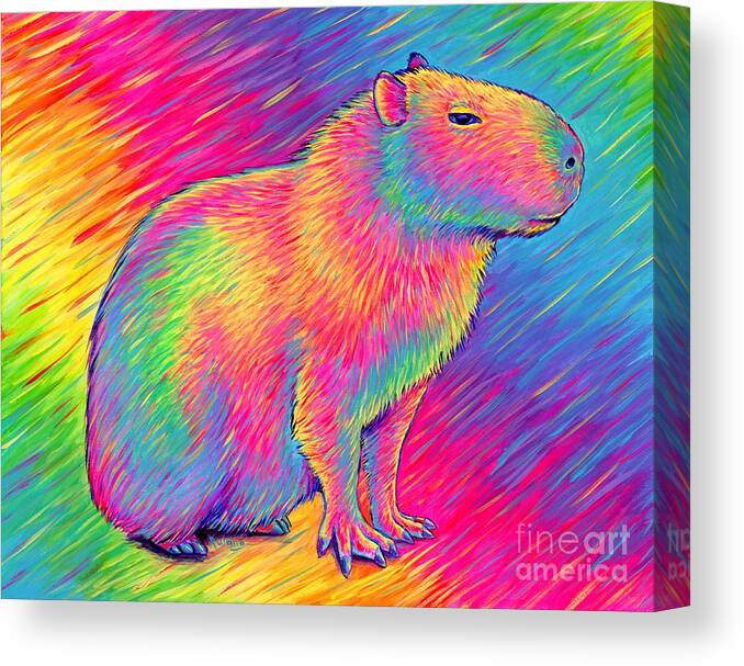 Capybara Canvas Print featuring the painting Chill Capybara by Rebecca Wang