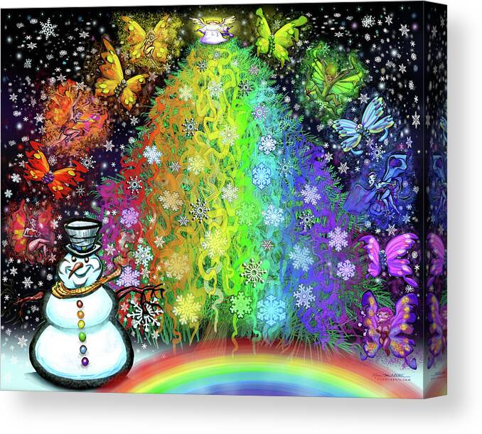 Christmas Canvas Print featuring the digital art Christmas Rainbow Tree by Kevin Middleton
