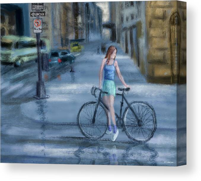 Bicycle Canvas Print featuring the digital art City Bike by Larry Whitler