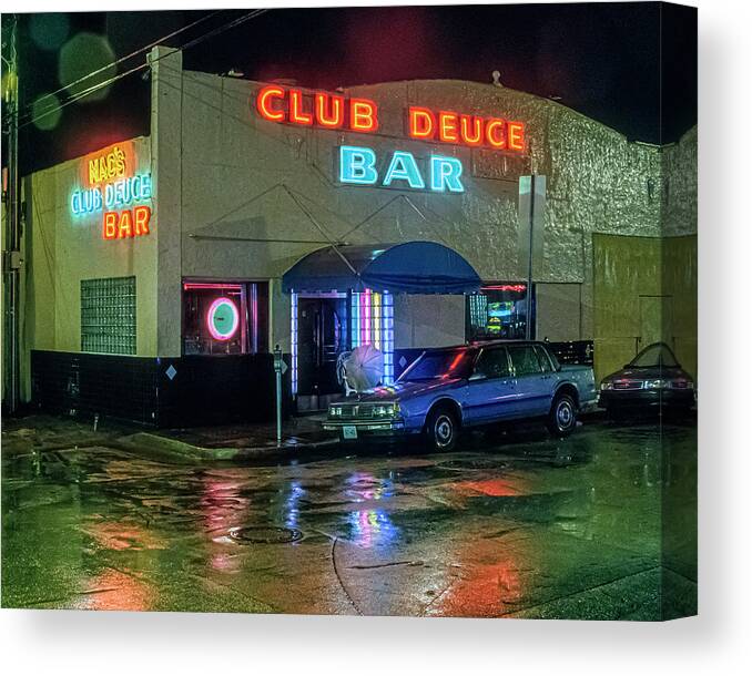 © 2021 Lou Novick All Rights Reversed Canvas Print featuring the photograph Club Deuce Bar by Lou Novick