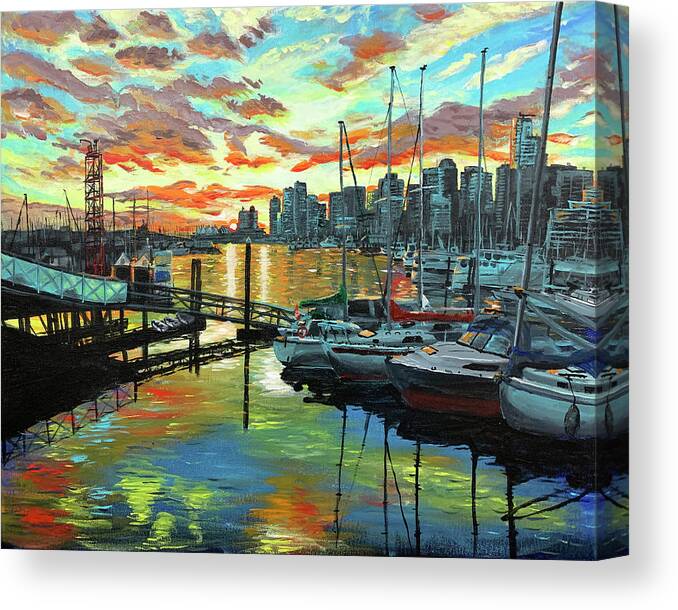 Vancouver Canvas Print featuring the painting Coal Harbour Vancouver by Scott Dewis