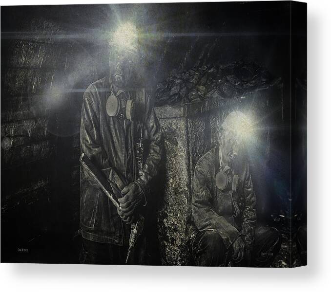 Coal Canvas Print featuring the digital art Coal Miners by Mark Allen