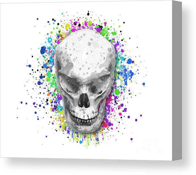 Ghost Canvas Print featuring the mixed media Colorful Evil Skull Wall Art - High Quality by Stefano Senise