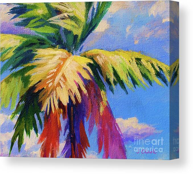 Beaches Canvas Print featuring the painting Colorful Palm by John Clark