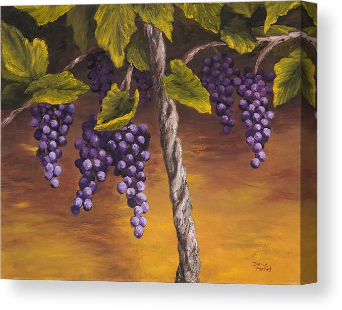 Grape Vine Canvas Print featuring the painting Concord grapes by Darice Machel McGuire