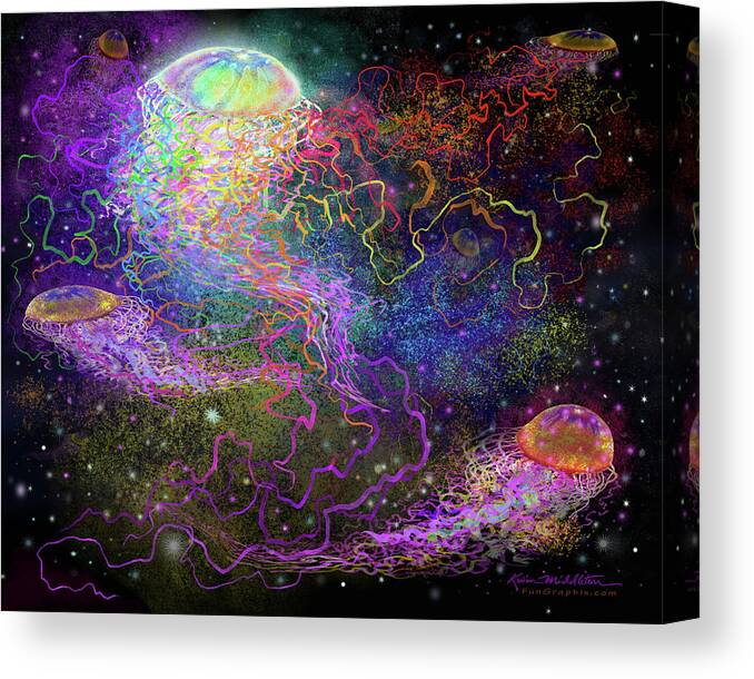 Cosmic Canvas Print featuring the digital art Cosmic Celebration by Kevin Middleton
