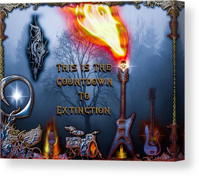 Hard Rock Music Canvas Print featuring the digital art Countdown to Extinction by Michael Damiani