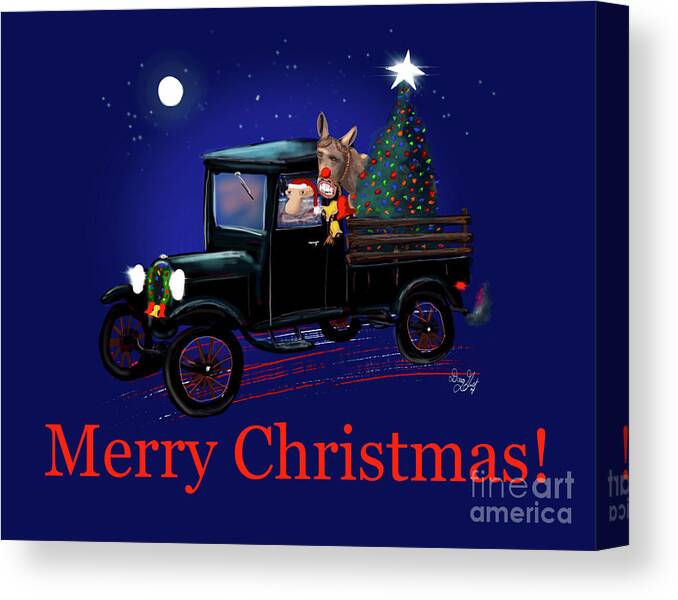 Santa Canvas Print featuring the digital art Country Christmas by Doug Gist