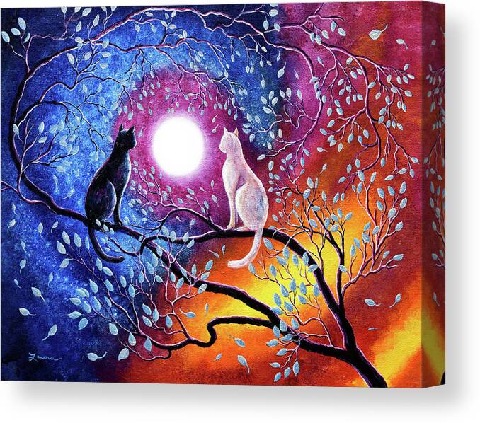  Black Cat Canvas Print featuring the painting Daily Nightly by Laura Iverson