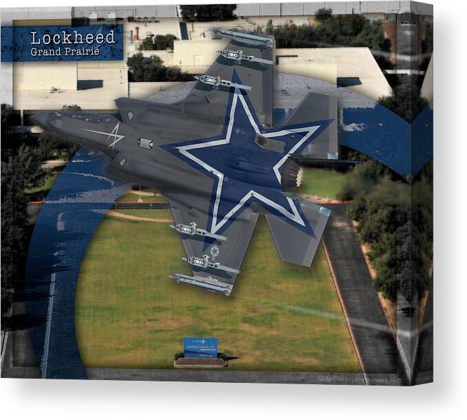 Dallas Cowboys Canvas Print featuring the digital art Dallas Cowboys F-35A by Custom Aviation Art
