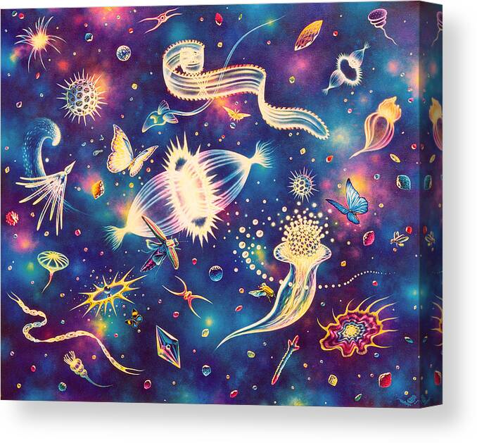 Microcosm Canvas Print featuring the painting Dance of life by Tuco Amalfi